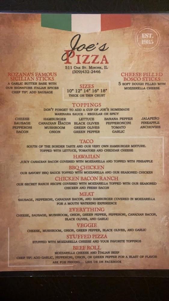 Joe's Pizza (Minonk IL) Menu image 3